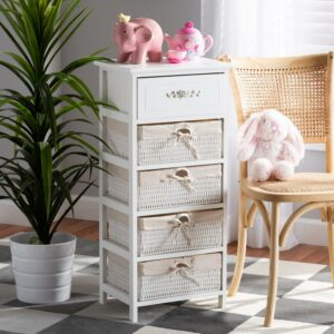 Baxton Studio Madelia Modern and Contemporary White Finished Wood and 1-Drawer Storage Unit
