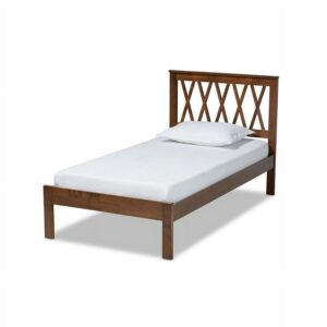 Baxton Studio Malene Mid-Century Modern Walnut Finished Wood Twin Size Platform Bed