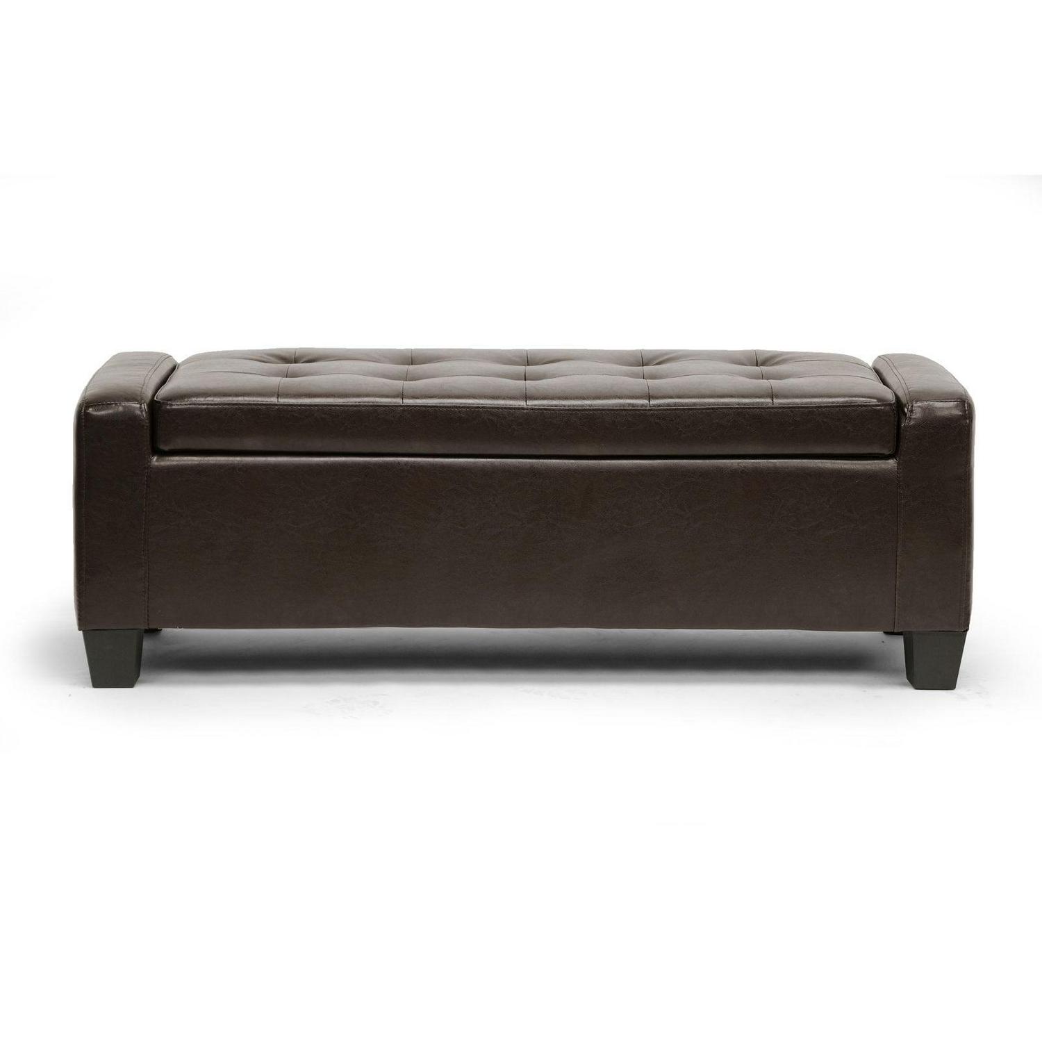 Baxton Studio Manchester Black Bonded Leather Ottoman - Image 6