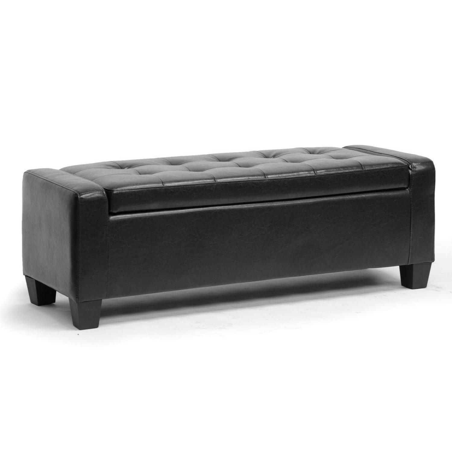 Baxton Studio Manchester Black Bonded Leather Ottoman - Image 2