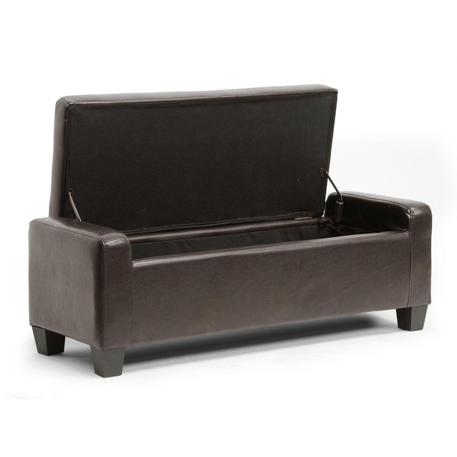 Baxton Studio Manchester Black Bonded Leather Ottoman - Image 5