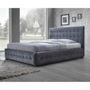 Baxton Studio Margaret Modern and Contemporary Grey Velvet Button-Tufted Platform Bed, Multiple Sizes