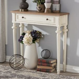 Baxton Studio French Oak and Distressed White Wash Console Table