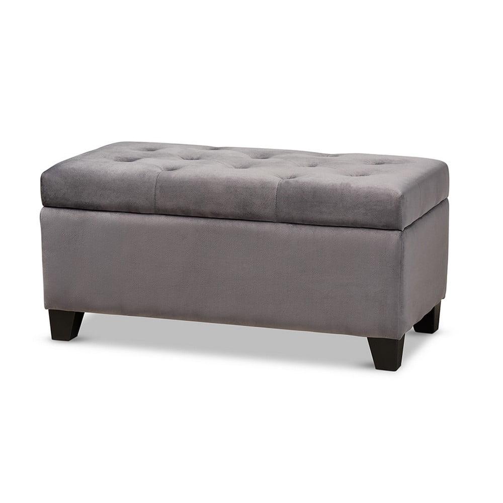 Baxton Studio Michaela Modern and Contemporary Grey Velvet Fabric Upholstered Storage Ottoman