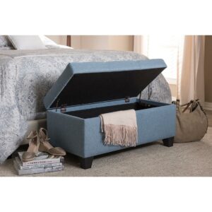 Baxton Studio Michaela Modern and Contemporary Light Blue Fabric Upholstered Storage Ottoman
