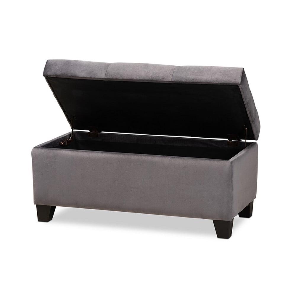Baxton Studio Michaela Modern and Contemporary Grey Velvet Fabric Upholstered Storage Ottoman - Image 2