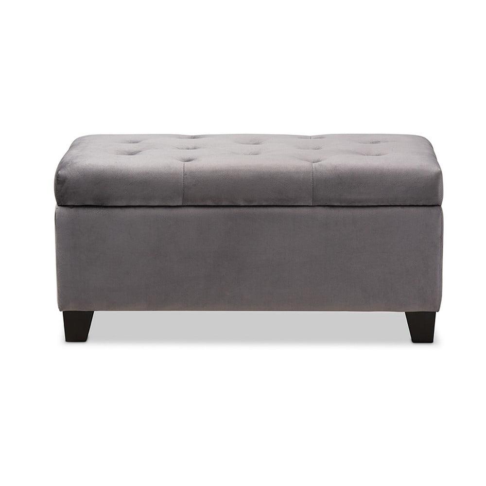 Baxton Studio Michaela Modern and Contemporary Grey Velvet Fabric Upholstered Storage Ottoman - Image 3