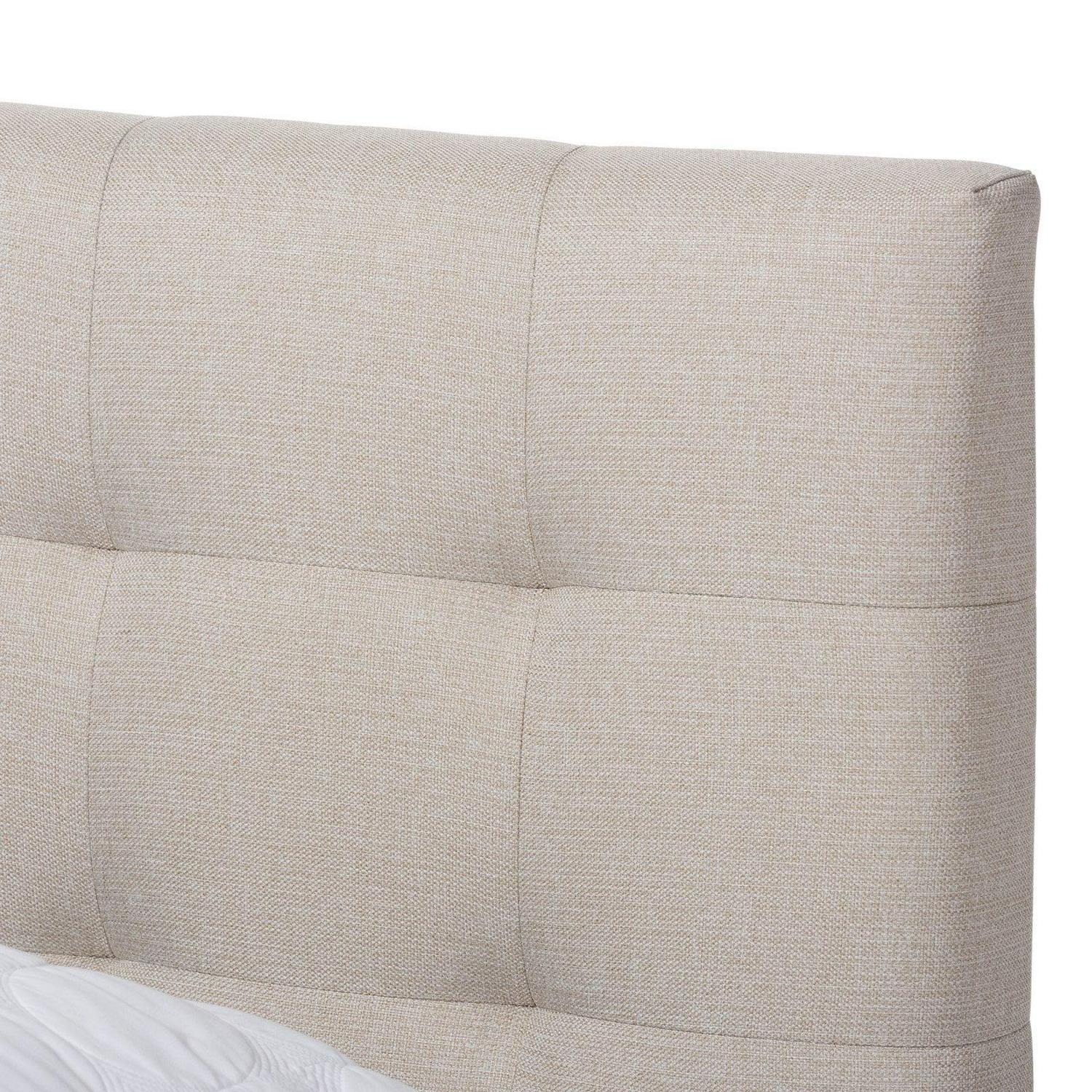 Baxton Studio Mitchell Rustic Industrial Walnut Wood Black Faux Leather Dark Bronze Metal King Size Platform Bed - Image 3