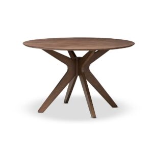 Baxton Studio Monte Round Wood Dining Table in Walnut Brown