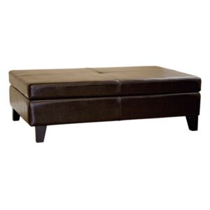 Baxton Studio Dark Brown Leather Storage Cocktail Ottoman