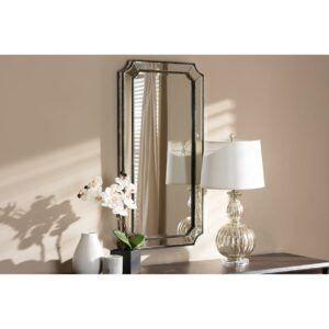 Baxton Studio Romina Art Deco Antique Silver Finished Accent Wall Mirror,Wholesale Interiors