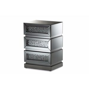 Baxton Studio Sabrina Hollywood Regency Glamour Style Mirrored 3-Drawer Nightstand