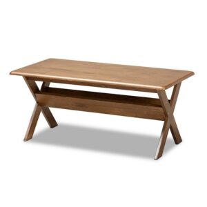 Baxton Studio Sarai Modern Transitional Walnut Brown Finished Rectangular Wood Coffee Table