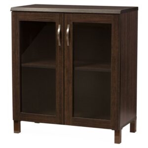 Baxton Studio Sintra Modern and Contemporary Dark Brown Sideboard Storage Cabinet with Glass Doors