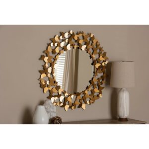 Baxton Studio Soleil Modern and Contemporary Antique Gold Finished Butterfly Accent Wall Mirror