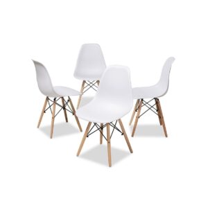 Baxton Studio Sydnea Mid-Century Modern White Acrylic Brown Wood Finished Dining Chair (Set of 4)