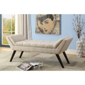 Baxton Studio Tamblin Beige Linen Fabric Upholstered 50" Bench
