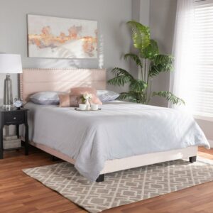 Baxton Studio Tamira Contemporary/Modern Velvet Tufted Panel Bed, Queen, Light Pink/Black