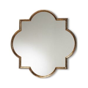Baxton Studio Tiana Vintage Antique Bronze and Gold Finished Metal Quatrefoil Accent Wall Mirror