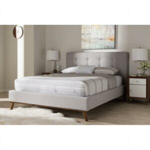 Baxton Studio Valencia Mid-Century Modern Fabric Full Size Platform Bed, Multiple Colors