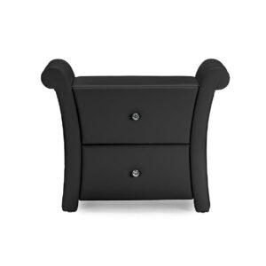 Baxton Studio Victoria Matte Black PU Leather 2 Storage Drawers Nightstand Bedside Table
