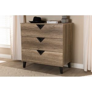 Baxton Studio Wales Modern And Contemporary Light Brown Wood 3-Drawer Chest