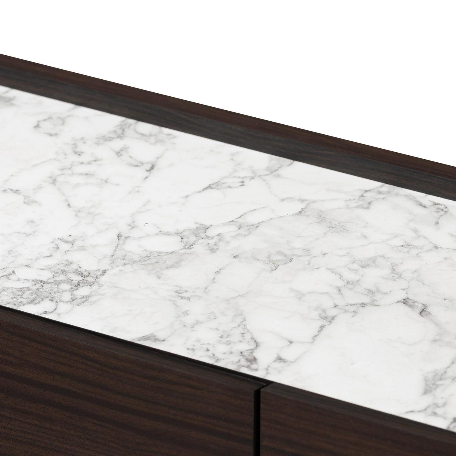 Baxton Studio Walker Modern and Contemporary Dark Brown and Gold Finished Wood 6-Drawer Dresser with Faux Marble Top - Image 7