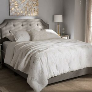 Baxton Studio Willis Light Grey Fabric Upholstered Queen Size Bed