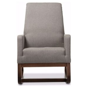Baxton Studio Yashiya Mid-century Retro Modern Grey Fabric Upholstered Rocking Chair