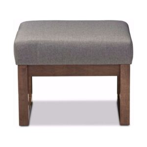 Baxton Studio Yashiya Mid-century Retro Modern Grey Fabric Upholstered Ottoman Stool