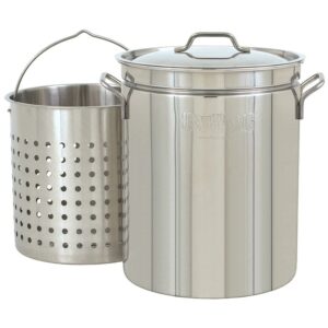 Bayou Classic 44 Quart Stainless Steel Kitchen Stock Pot with Steamer Basket
