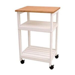 Catskill Microwave/Utility Wood Butcher Block Kitchen Cart in White