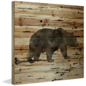 "Bear Birch Bark" Painting Print on Natural Pine Wood