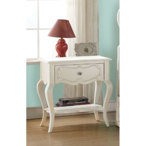 Beautiful Wood Nightstand By Edalene Pearl White - Saltoro Sherpi