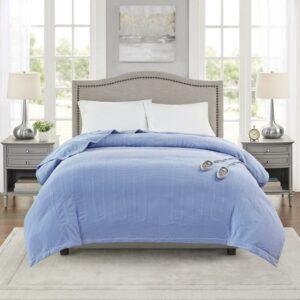 Beautyrest Electric Micro Fleece Heated Blanket, Blue, Twin