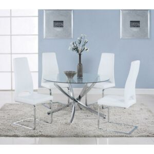 Beckham Round Dining Table Chrome and Clear