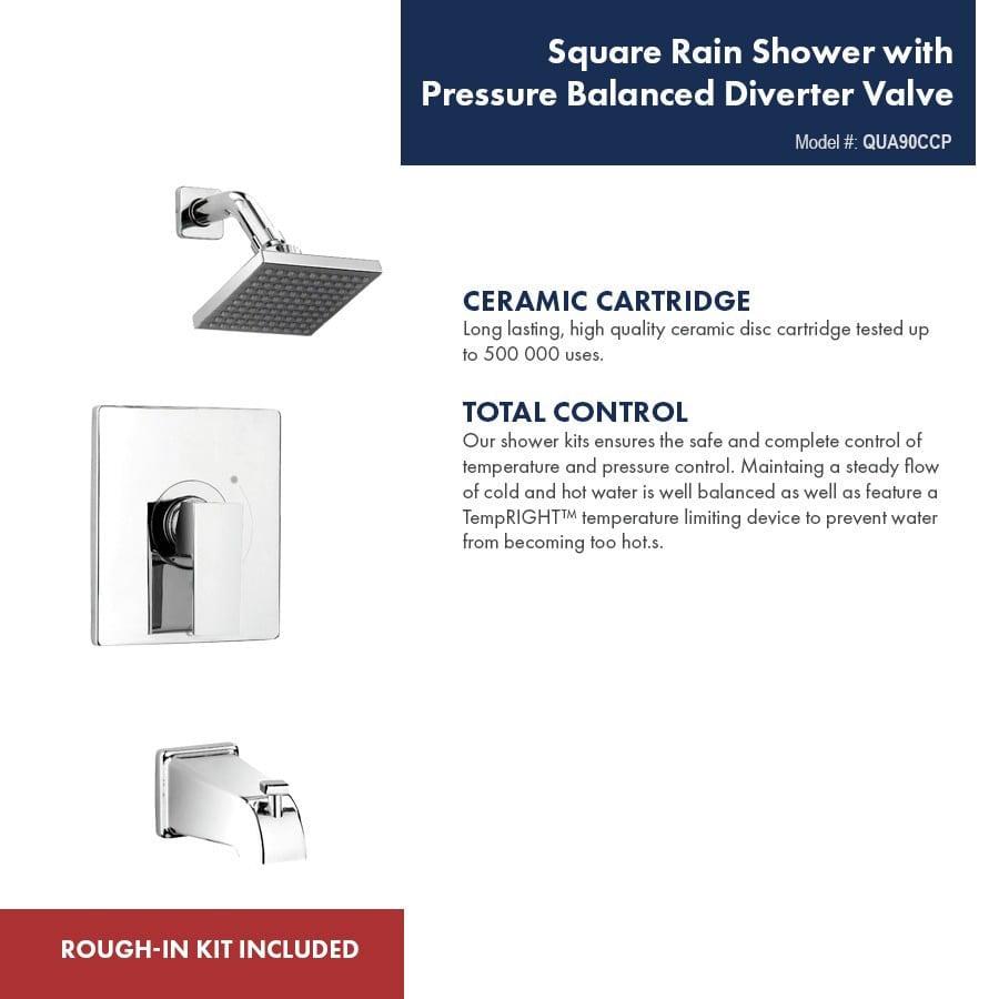 Belanger QUA90CCP Single Handle Shower Head and Bathtub Faucet, Polished Chrome - Image 7