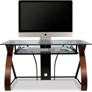 Bell'O Curved Wood Computer Desk with Keyboard Tray, 30 inch H - CD8841