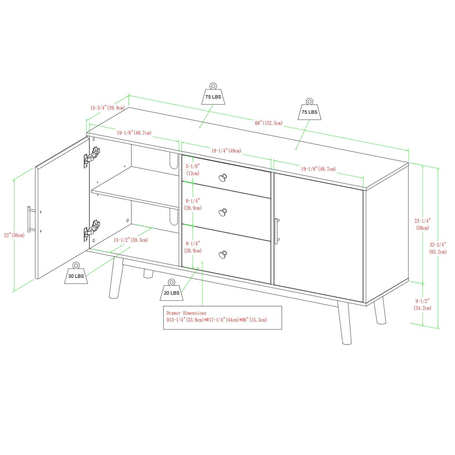 Walker Edison Larsen 2-Door TV Stand for TVs up to 66", Walnut - Image 11