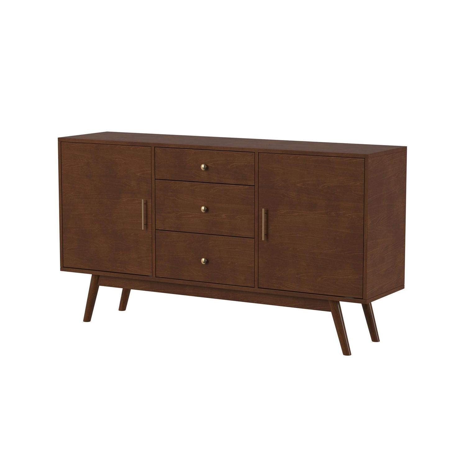 Walker Edison Larsen 2-Door TV Stand for TVs up to 66", Walnut - Image 5