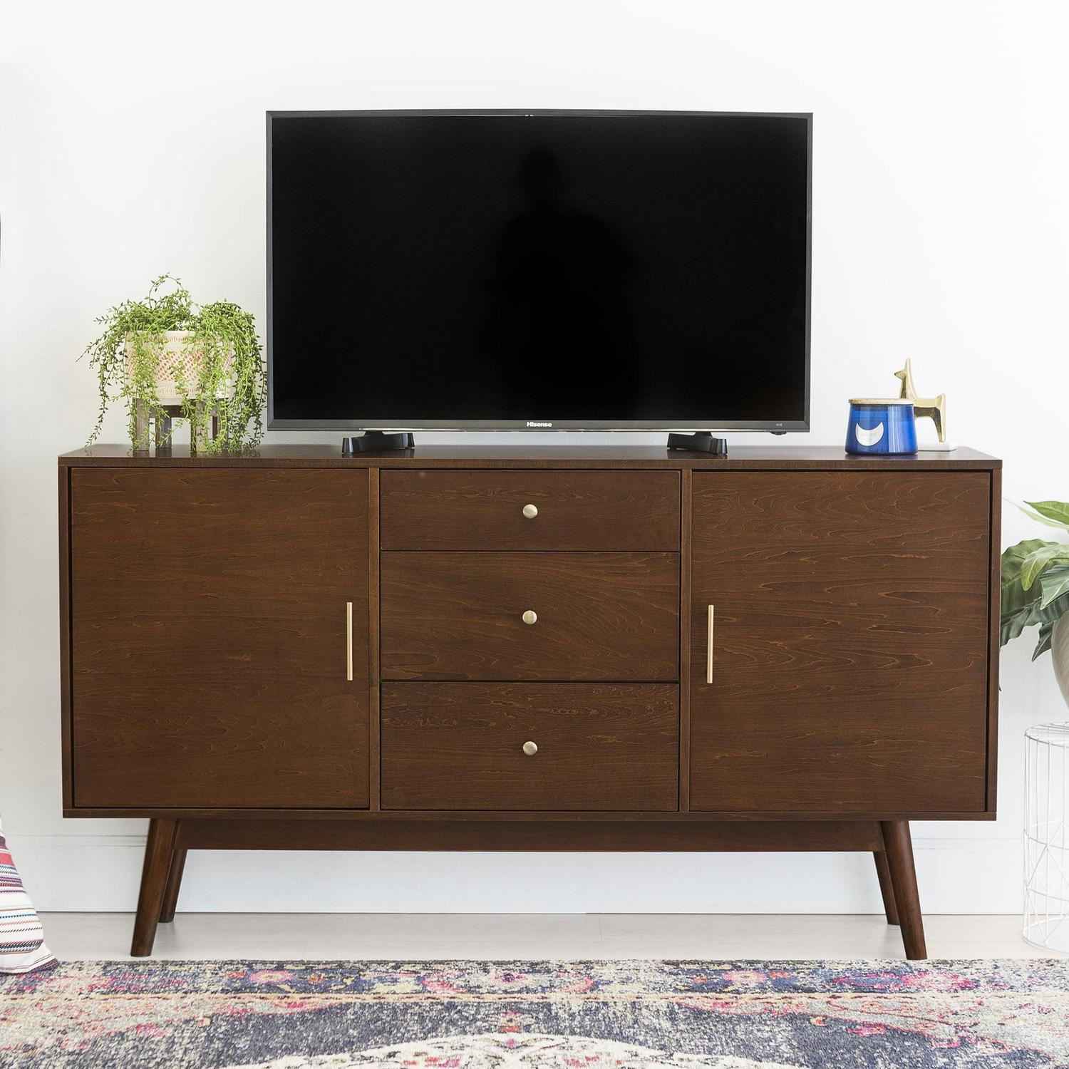 Walker Edison Larsen 2-Door TV Stand for TVs up to 66", Walnut