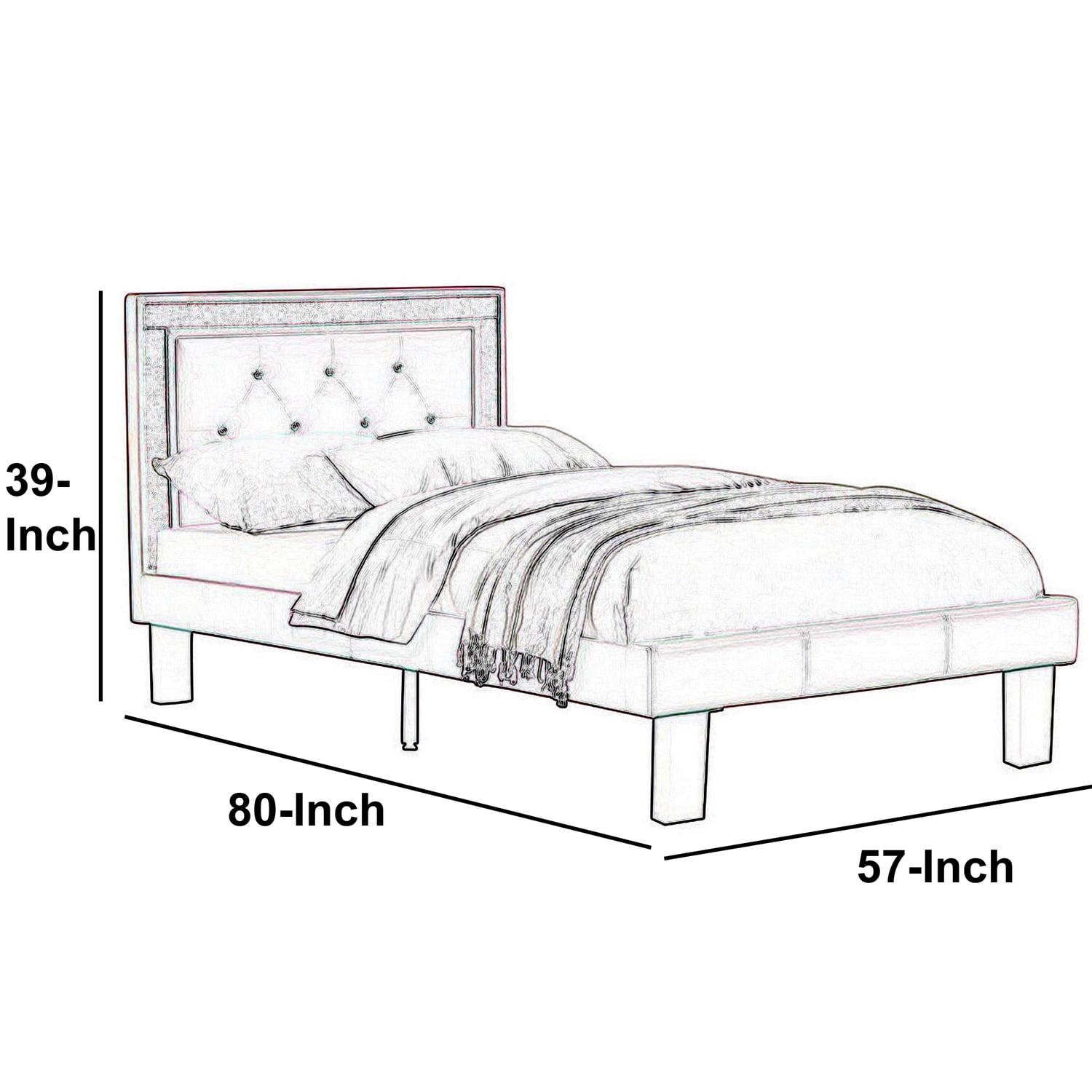 Silky And Sheeny Wooden Full Bed With Pink PU Tufted Head Board, Pink Finish - Image 2