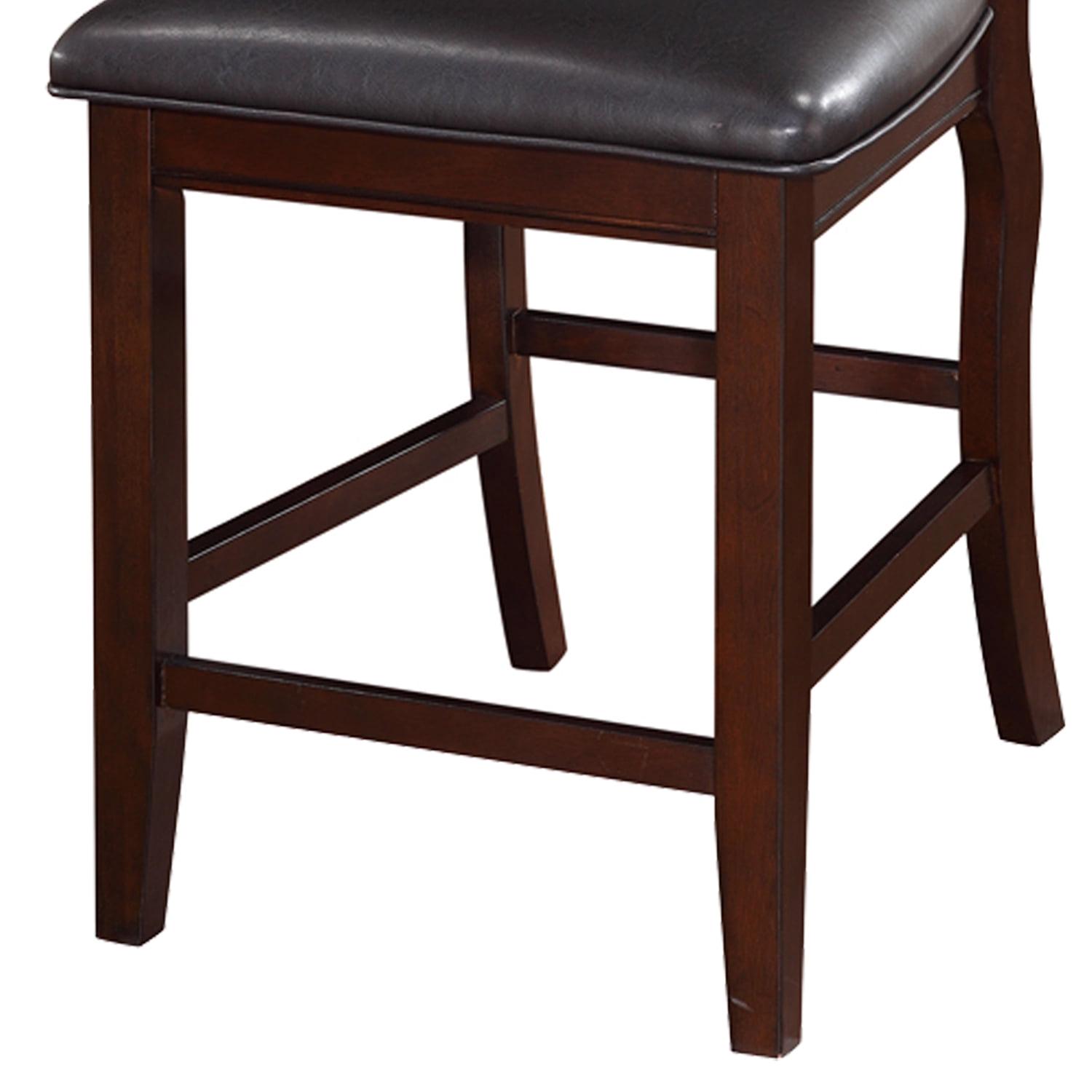 Wooden Armless High Chair, Espresso Brown & Black, Set of 2 - Image 4