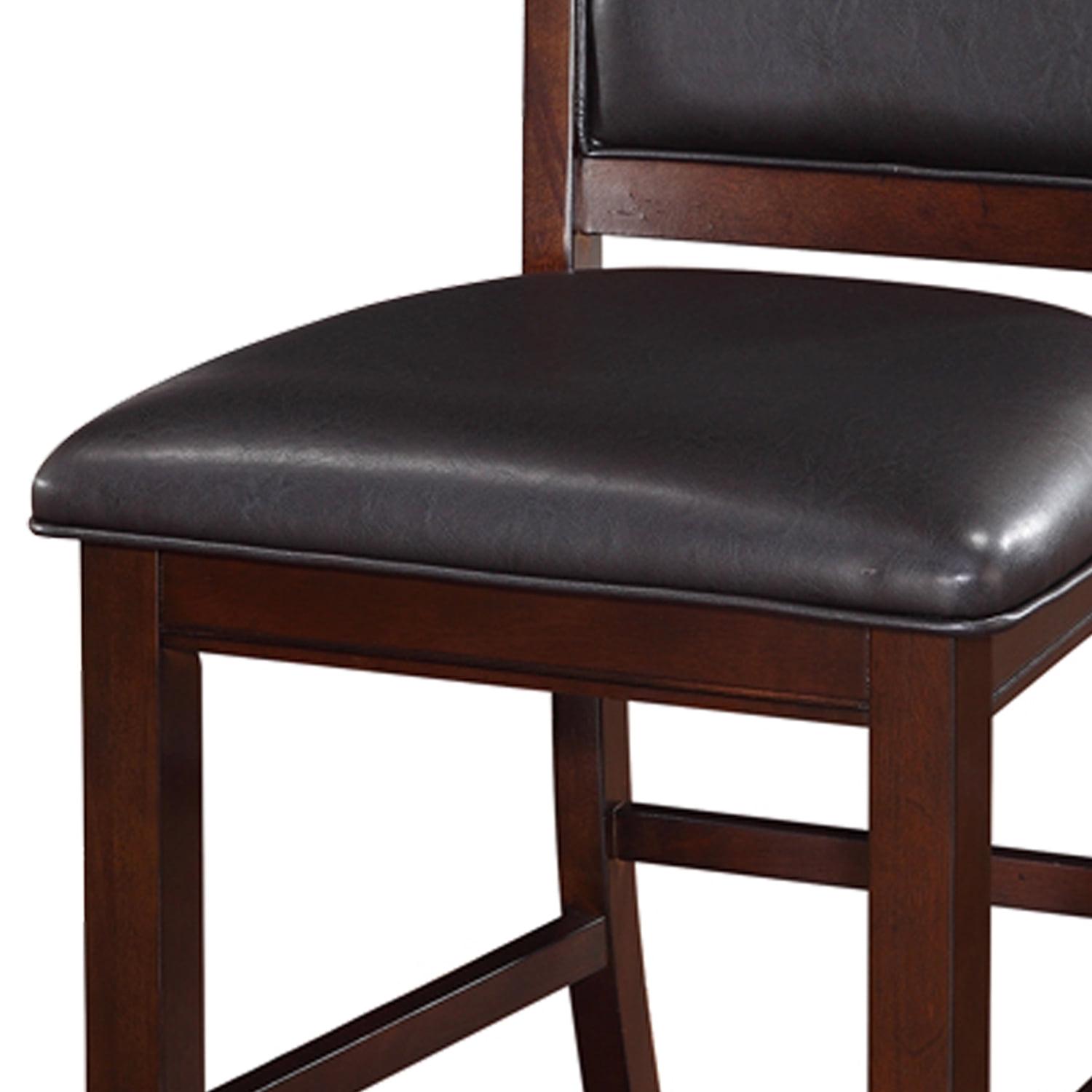 Wooden Armless High Chair, Espresso Brown & Black, Set of 2 - Image 3