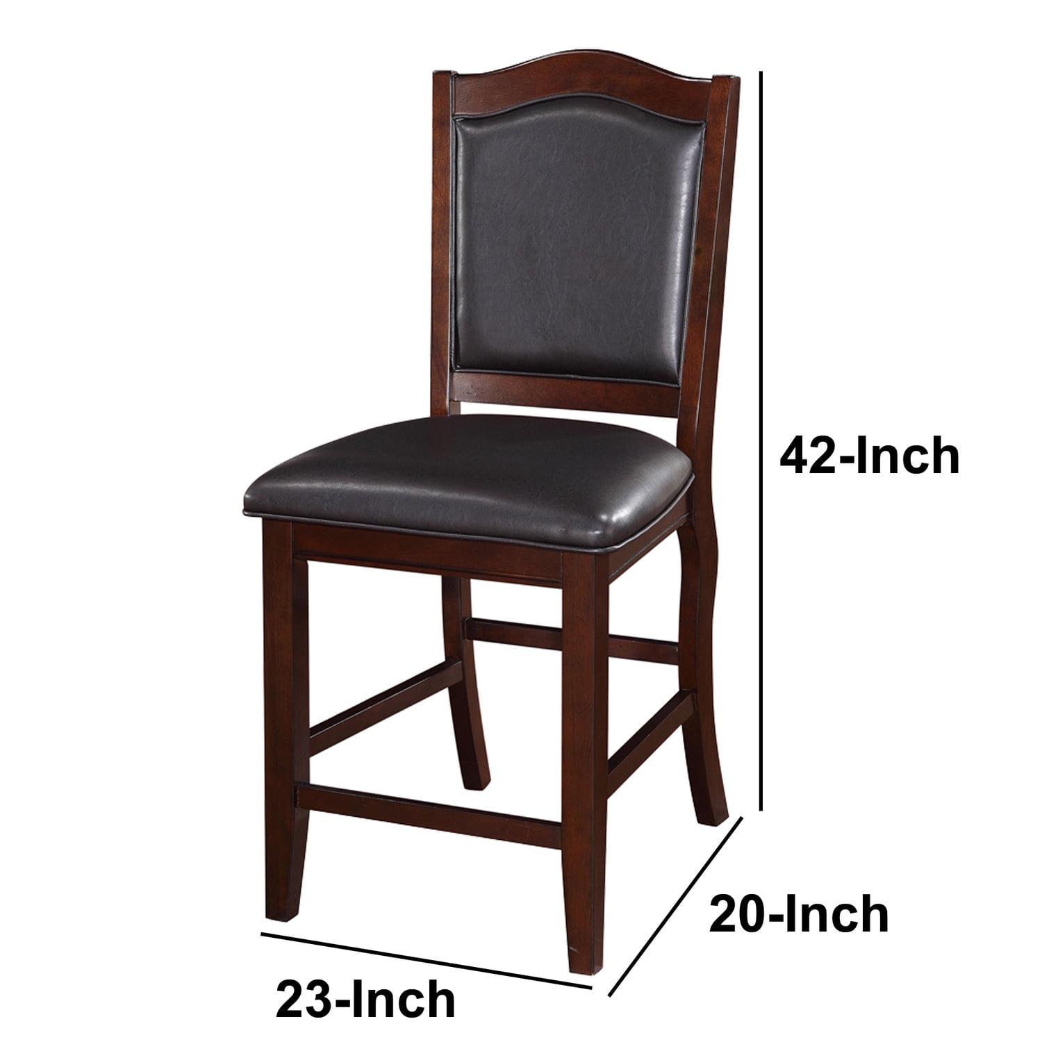 Wooden Armless High Chair, Espresso Brown & Black, Set of 2 - Image 5