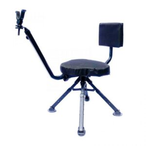 BenchMaster 4-Leg Adjustable Ground Blind Hunting Chair – 360° Swivel Shooting Chair, Portable Padded Seat with Adjustable Legs, Black