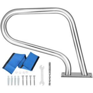 VEVOR 30x22 inch Pool Handrail 304 Stainless Steel 250 LBS Load Capacity Silver Rustproof Pool Handrail Humanized Swimming Pool Handrail with Blue Grip Cover & M8 Drill Bit & Self-Taping Screws