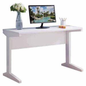 Contemporary Style Desk With Width Top, White