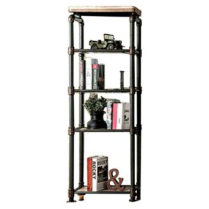 Benzara Industrial Style Pier Cabinet with Metal Pipe Design Frame, Antique Black-Color:Antiqued Black
