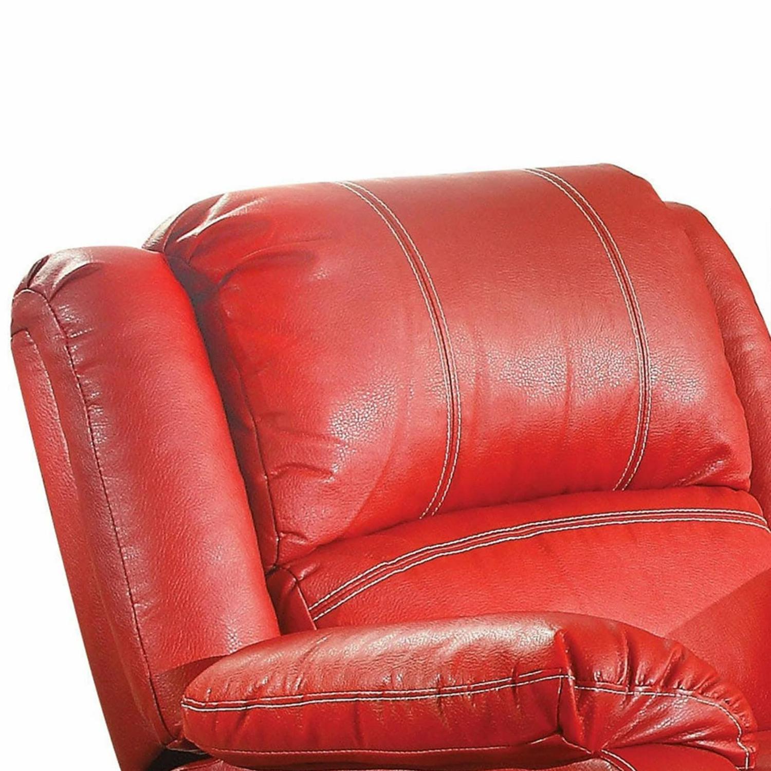 40 Inch Metal Rocker Recliner Chair-Contoured Seat-Red - Image 5